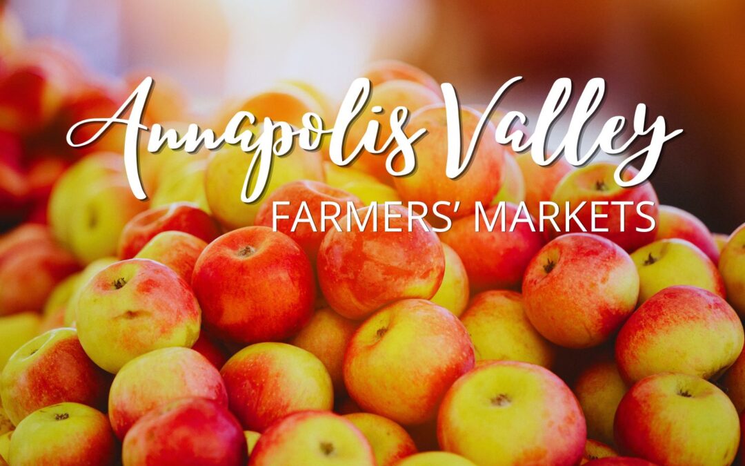 Photo of apples, with words "Annapolis Valley Farmers' Markets" on top