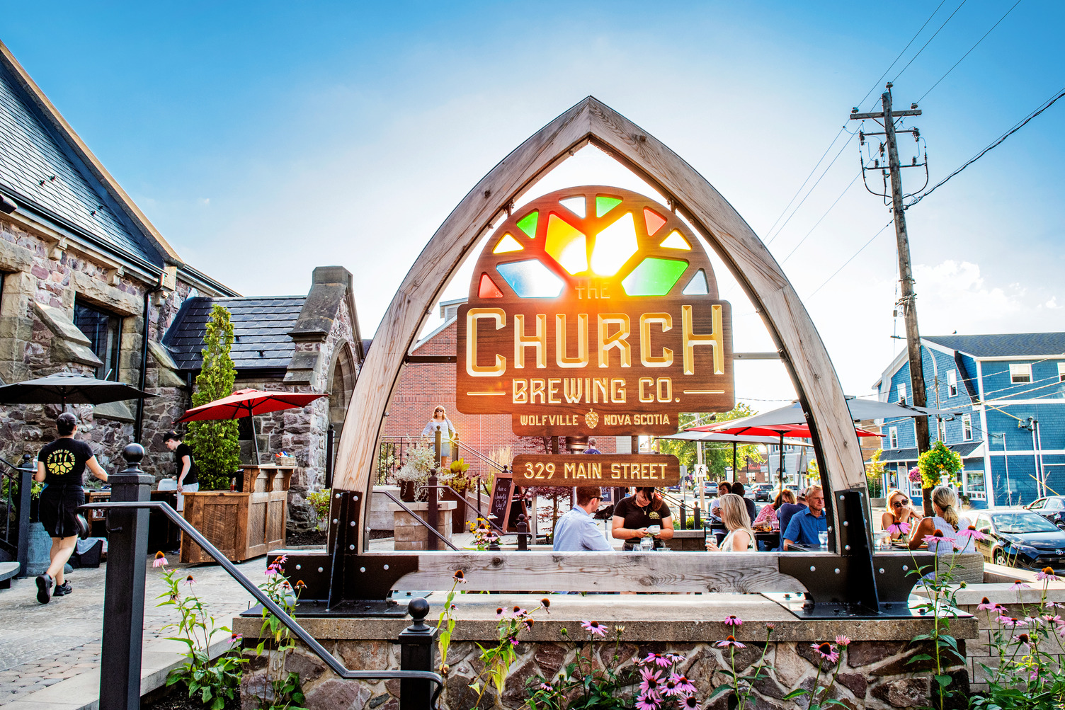 The patio at Church Brewing in Wolfville