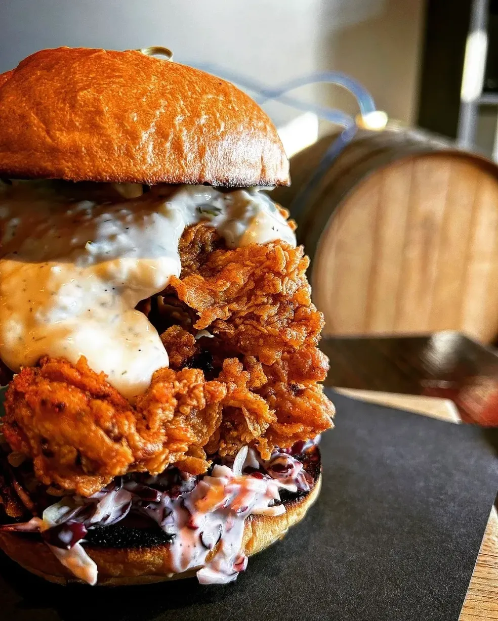Roof Hound crispy chicken burger
